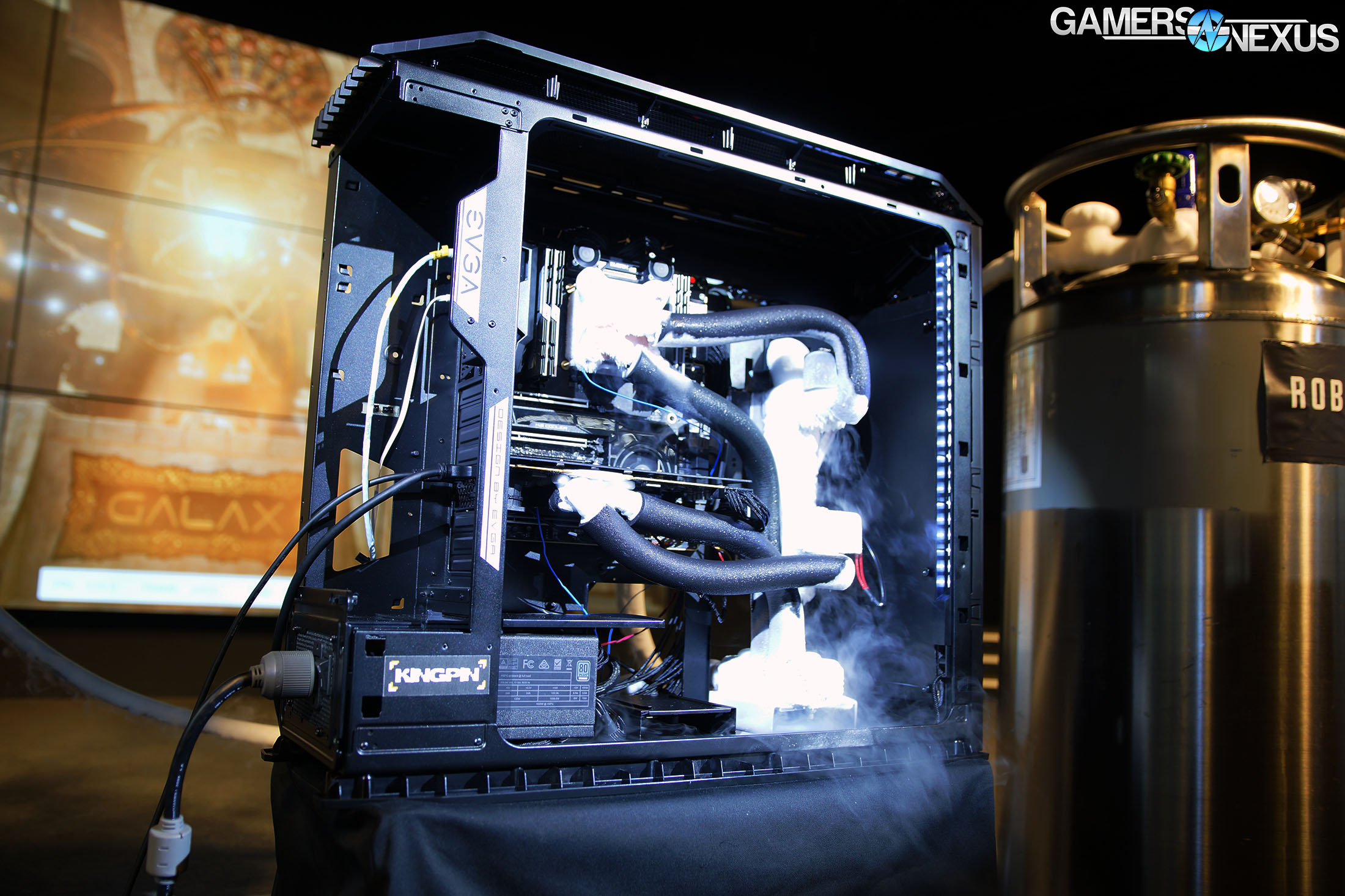 Liquid Nitrogen in a Closed Loop Hybrid Cooler EVGA Roboclocker