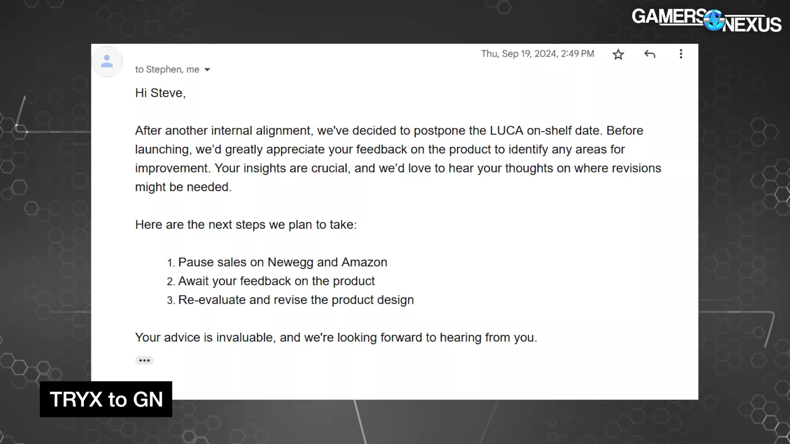 TRYX Responds to GamersNexus Overview: LUCA L70 Case Overhaul 8